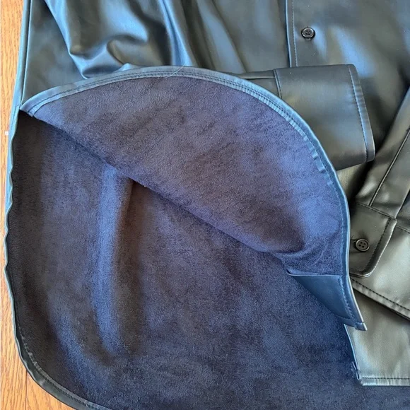 MOTHER Black Faux Leather Button-Up Blazer - Picture 7 of 7